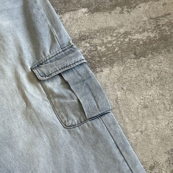 Oliver Logan Jeans Womens 35 Blue Wide Leg Cargo Madison High Rise Light Wash - Picture 2 of 11